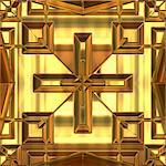 Ancient cross made of gold on polished plate