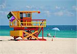Lifeguard station on sunny Florida beach