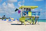 Multicolored lifeguard station on South Florida beach