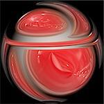 Computer generated illustration of red colored crystal ball