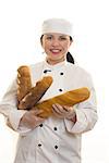 Girl holding bread rolls