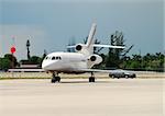 Parked private jet awaiting VIP passengers