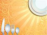 Place setting with plate, fork, spoon and knife, vector