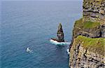 The Cliffs of Moher in Ireland with a boat in the Atlanctic Ocean