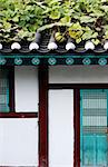 Open window on a traditional South Korean building - travel and tourism.