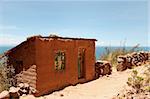 A Typical Tequile Island mud home on Lake Titicaca, Peru