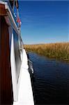 Lake Titicaca and the reeds from the side of a boat