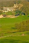 cotswolds landscape view over farmland fields and trees