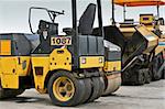 Road construction roller heavy equipment machinery yellow