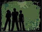 Group of young people on grunge background