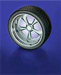 Sport alloy wheel tyre 3d concept illustration
