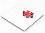 3D render of a puzzle with one red piece