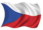 Flag of the Czech Republic waving in the wind - clipping path included