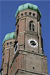 The two dome towers of Frauenkirche in Munich, Germany.