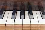 Details of an antique square piano keyboard