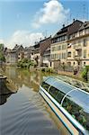 barge on canal in strasbourg