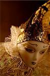 Shy doll with gold hat and room for copy