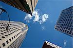 Corporate buildings with perspective on a sunny day.