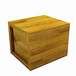 isolated wooden crate 3d rendering