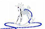 Christmas tree decoration. Mirror horse with beads.