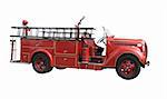 vintage fire truck isolated on white with clipping path