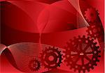 Vector illustration - gears on a red abstract background