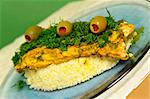 Moroccan Salmon with couscous served
