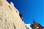 Male climber, Rock-climbing sport, horizontal orientation, day light; Mont Blanc massif