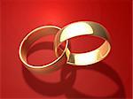 3d rendered illustration of two golden rings