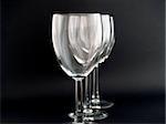 Three Wine Glasses on a black background