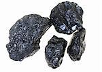 Pieces of coal isolated on white background