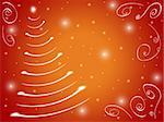 christmas tree drawn by white lights over red and yellow background