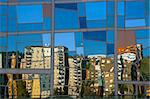 Quarter Deusto reflected in the palace euskalduna, Bilbao