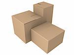 3d rendered illustration of three simple cartons