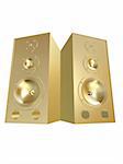 3d rendered illustration of two golden speakers