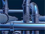 3d rendered illustration of many metal pipes