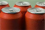 Aluminium red cans of soft drink