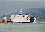 Ferry boat departing the Ilse of Capri in the Mediterranean