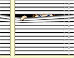 Editable vector illustration of somebody peeping through a window