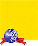 Christmas card with a blue ball  (vector)