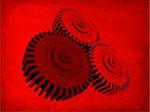 3d rendered illustration of an red old paper with three gears