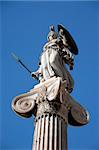 landmarks of athens the statue of goddess athena from below angle