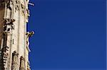 Milan Duomo cathedral wall with statues and blue copyspace on right