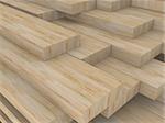 3d rendered illustration from packs of wood boards