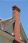 Brick chimney on 19th century farmhouse, Patterson Ranch, Ardenwood Historic Farm, Fremont, California