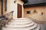 Main entrance in a modern brick cottage