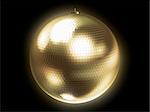 3d rendered illustration of a golden disco ball on a black background