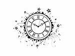 vector illustration grunge floral clock