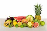 Picture of fruits over a white table