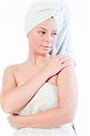 Studio portrait of a spa girl waiting